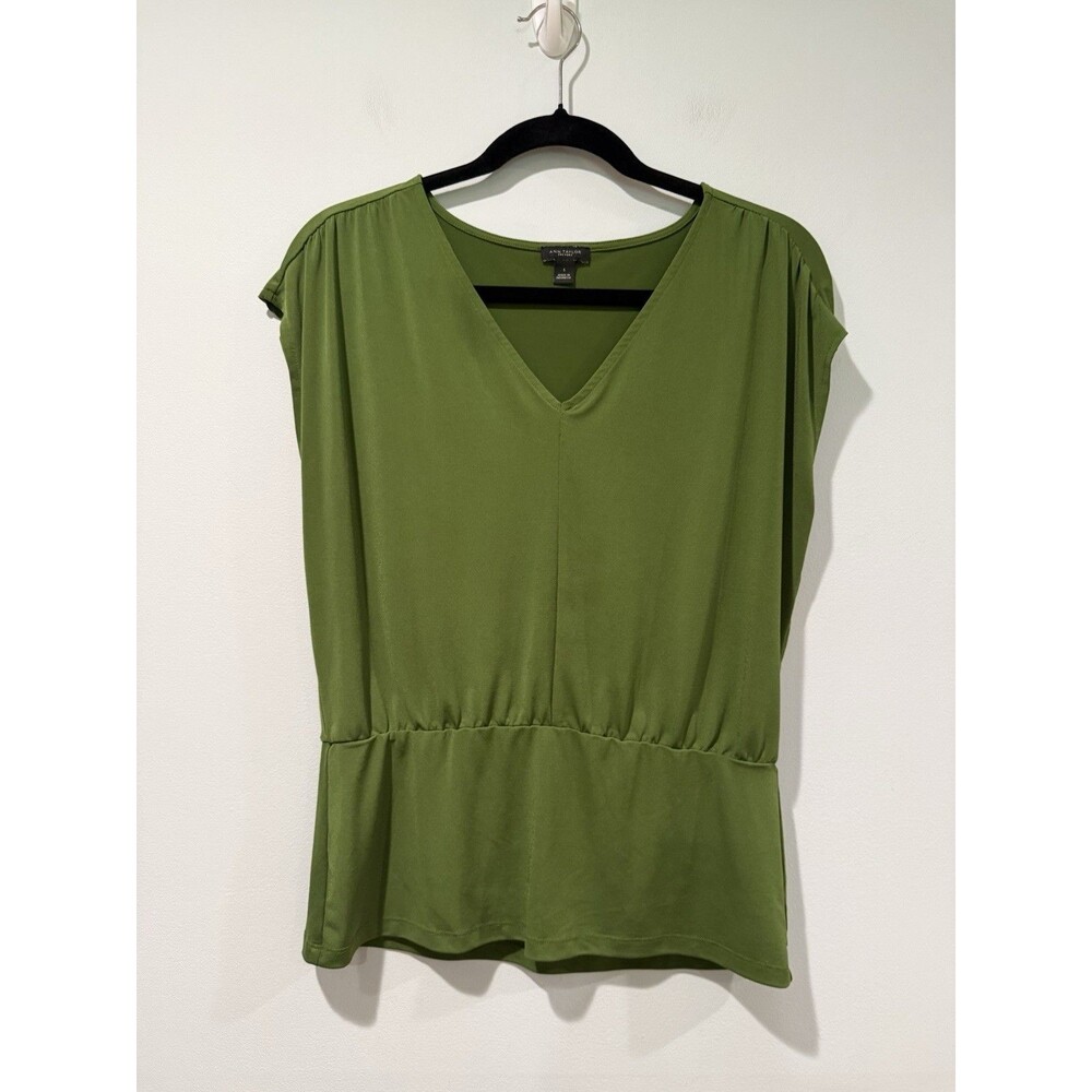 Ann Taylor Factory Top Womens Small Green Work Office Career Minimal Travel